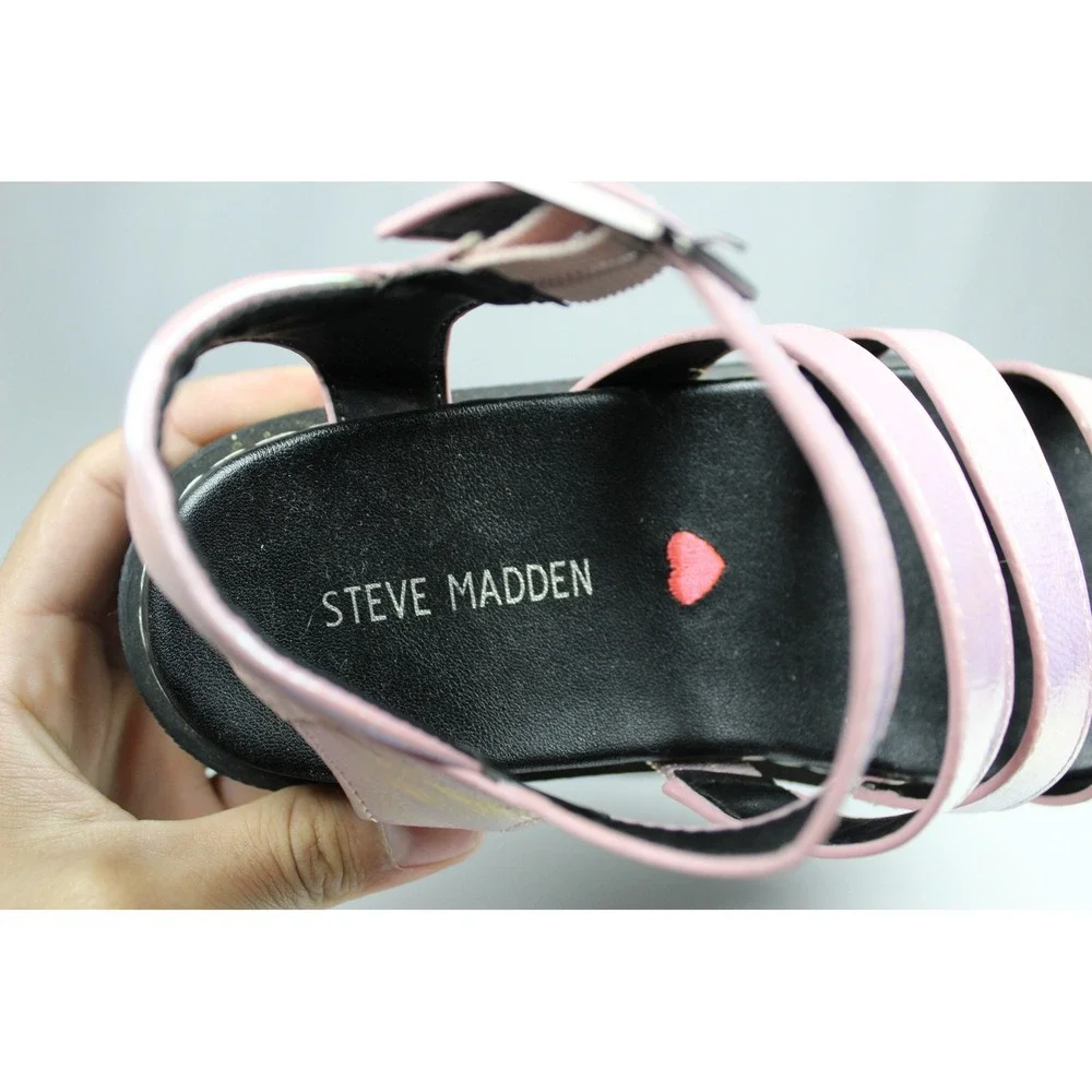 Steve Madden Kids Pink Iridescent Strappy Platform Sandals Size 2